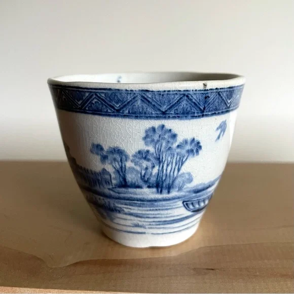 Antique Vtg blue & white tea cup English transferware?